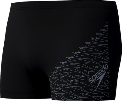Rroba banje burra Speedo Medley Logo Aquashort, rezistente ndaj klorit, të zeza gri