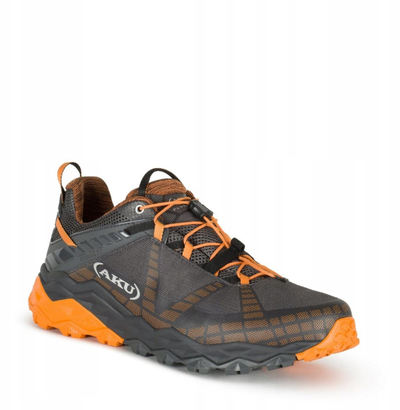 Këpucë hiking AKU Flyrock me Vibram Megagrip, shollë EVA, ngjyrë e zezë me portokalli