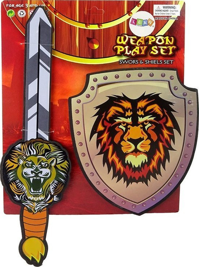 Set lodre kalorësi Leantoys Foam Knight, shpatë edhe mburojë EVA, me luan
