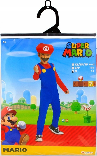 Kostum për kalamaj DISGUISE Super Mario, masa 7-8 vjeç, me kapelë, blu me të kuqe