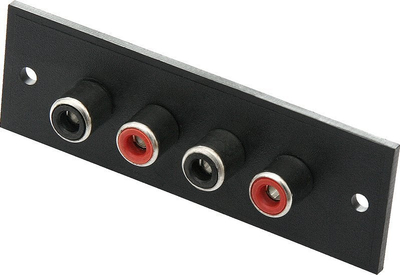 Modul audio RCA pa markë, 4 porta, në pllakë, i zi dhe i kuq