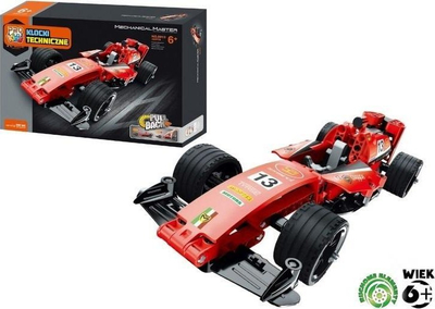 Set konstruktiv Technical Blocks PRO Kids Formula, makinë garuese, mekanizëm pull back, me shumë ngjyra