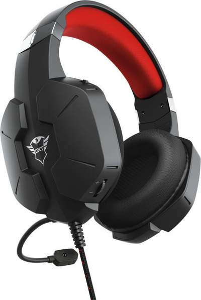 Kufje gaming Trust GXT 323 Carus, me mikrofon, 3.5mm, të zeza me të kuqe