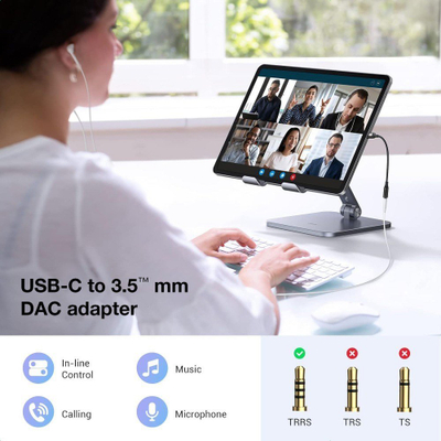 Adapter audio Techly ICOC USBC-DAC24J, USB-C në Jack 3.5mm, DAC, i zi