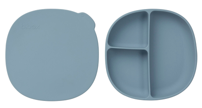 Pjatë silikoni për fëmijë b.box Silicone Plate, me kapak, me ndarje, jeshile sage