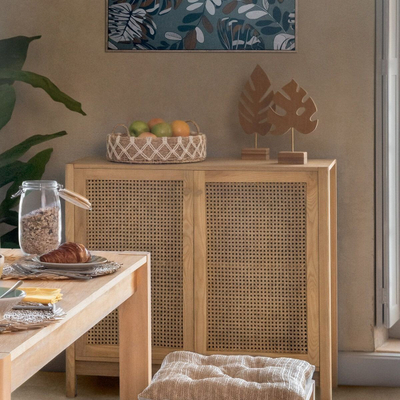 Tabaka dekorative Atmosphera Palm, Ø 38.5 cm, kafe me të bardhë