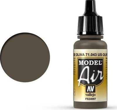 Bojë akrilike Vallejo Model Air US Olive Drab, mat, 17ml, jeshile ushtarake