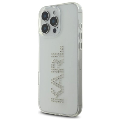 Kapak telefoni Karl Lagerfeld IML Rhinestones Logo për iPhone 16 Pro Max, TPU PC, transparent