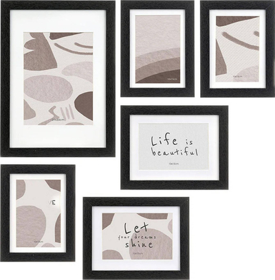 Set kornizash muri Giftdecor Mural, 7 copë, dru MDF, të zeza
