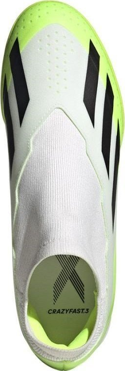 Këpucë futbolli Adidas X Crazyfast.3 LL TF ID9346, turf, pa lidhëse, të bardha me neone