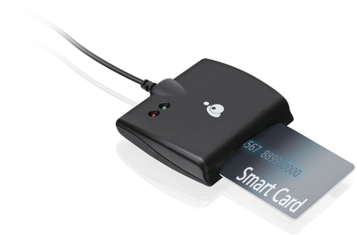 Читач на картички IOGEAR USB-C Smart Card Reader, контакт, USB Type-C, црн