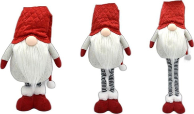 Zbukurim Krishtlindjesh Saska Christmas Gnome me këmbë teleskopike 80-115 cm, kapelë me stof, i kuq