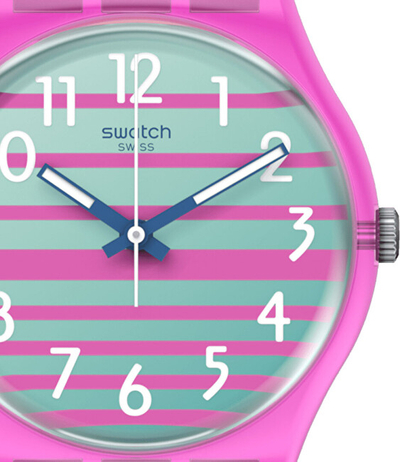 Orë për femra SWATCH Electrifying Summer SO28P105, rozë/vjollcë
