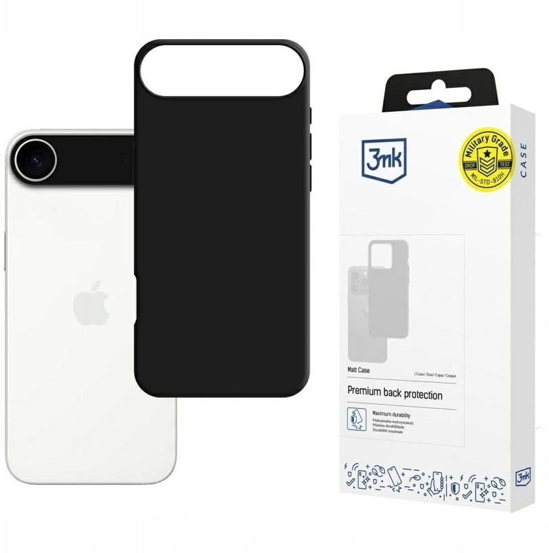 Kapak telefoni 3MK Matt Case për Apple iPhone 17 Air, mat, i zi