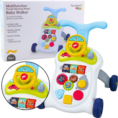Ecëse interaktive për bebe LEAN Toys 22630, me timon drita dhe tinguj, plastike, multikolor