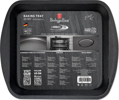 Tepsi pjekjeje BerlingerHaus Carbon PRO Line, 29.5 x 26.5 cm, sipërfaqe titani, e zezë