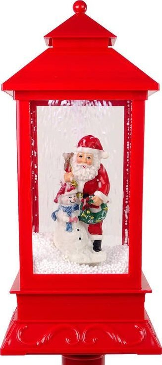 Dekor dritash Krishtlindje me Santa Claus, efekt bore, muzikë, i kuq