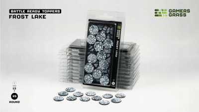 Бази за минијатури Gamers Grass Frost Lake, округли 25mm, сет 12 парчиња, сино и бело