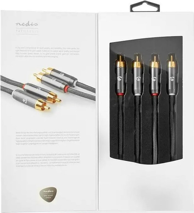 Kabllo audio Nedis RCA x2 në RCA x2, 5m, stereo, e zezë