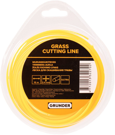 Lak trimmeri GRUNDER, 2.4mm, 15m, i verdhë