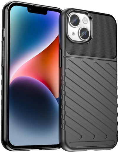 Mbrojtëse telefoni Hurtel Thunder Case për iPhone 14 Plus, plastikë TPU e fortë, antishok, e zezë