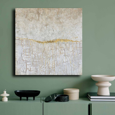 Pikturë kanavacë HomeMarkt Gobi HM4855, 70x70cm, abstrakte, ngjyrë bezhë me ari