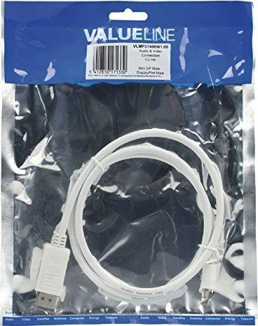 Kabllo Mini DisplayPort në HDMI Value, 1m, Full HD 1080p, e bardhë