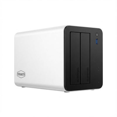 NAS TerraMaster F2-425 Plus, 2 slote HDD SSD, 8GB DDR5, bardhë e zezë