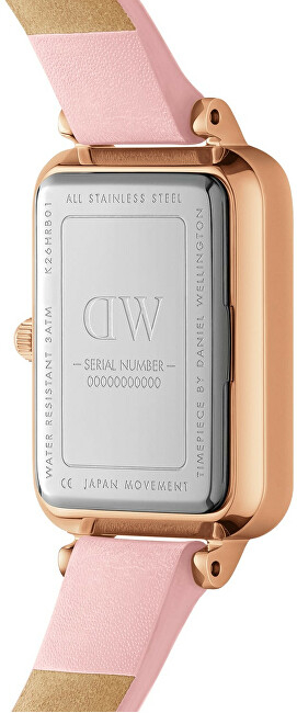 Ora për femra Daniel Wellington Quadro Cherry Blossom DW00100636, quartz, rrip lëkure, rozë