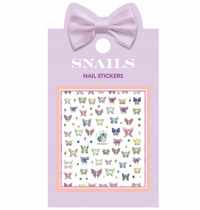 Ngjitëse për thonj Snails Nail Stickers, flutura shumëngjyrëshe, për fëmijë, lejla