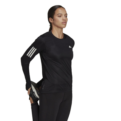 Долга маица за трчање adidas Own The Run, со долги ракави, за жени, црна