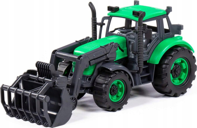 Lodër traktor ngarkues Polesie Progress, me prapambetje, me kovë përpara, jeshile