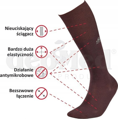 Медицински чорапи до колено DeoMed Bamboo Long, бамбус, големина 43-46, црни