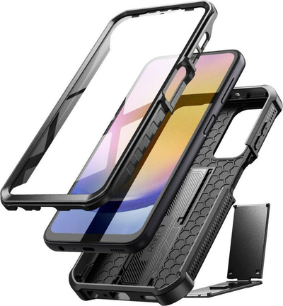 Këllëf telefoni Tech-Protect Kevlar Pro për Galaxy A25 5G, me mbrojtje 360°, me këmbë mbajtëse, i zi