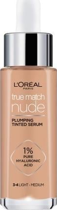 Serum i tonuar L’Oreal Paris True Match Nude, 1% acid hialuronik, 30ml, nuanca 3-4 Light Medium