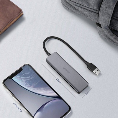 Hub USB C Ugreen 70336, 4 porta USB 3.0, 5 Gbps, gri hapësinor