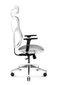 Karrige zyre Diablo Chairs V-Basic, ergonomike, rrjetë V-Mesh, e bardhë gri