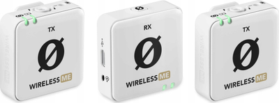 Mikrofon pa tela Rode Wireless ME Dual, sistem dykanalësh, USB C, i bardhë