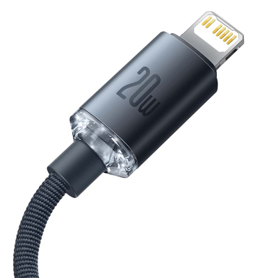 Kabllo USB Baseus Crystal Shine USB C në Lightning, 1.2m, 20W, i zi
