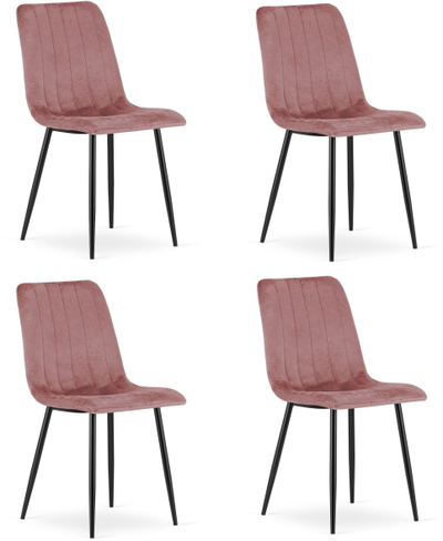 Set karrigesh LEOBERT LAVA, velvet rozë, këmbë të zeza, 4 copë