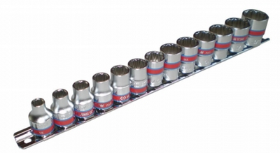 Set çelësa tubi King Tony, 13 copa 12-këndor 3/8", 1/4"-13/16", në shinë