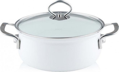 Tenxhere me kapak Riess Kelomat Arctic White, 16cm, emajl, e bardhë