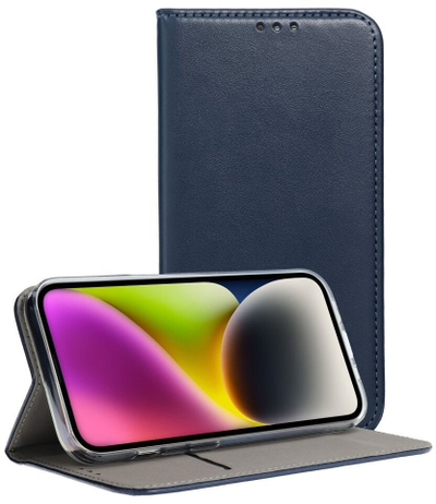 Këllëf librë SMART MAGNETO për Realme 15T 5G, mbyllje me magnet, xhep për karta, blu navy