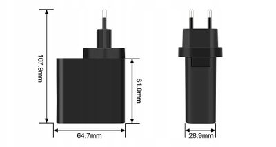 Karikues fiks LTC Max QC25, 65W, me USB QC 3.0 dhe USB C PD, i zi