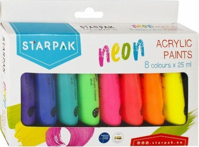 Set bojë akrilike Starpak Neon 484981, 8x25ml, shumëngjyrëshe