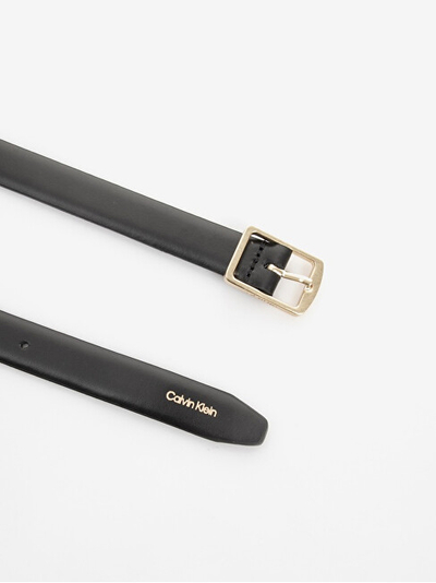 Rrip për femra Calvin Klein Classic Square Buckle, lëkurë, i zi
