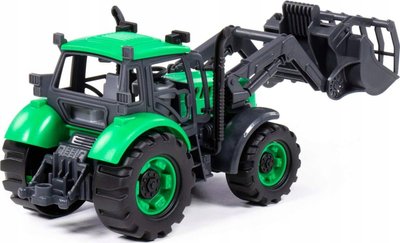Lodër traktor ngarkues Polesie Progress, me prapambetje, me kovë përpara, jeshile