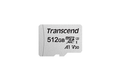 Картичка меморија Transcend 300S MicroSDXC, 512GB, UHS-I U3 V30 A1, со адаптер SD
