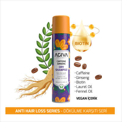 Shampo e thatë për flokë Agiva Caffeine Ginseng, 200ml