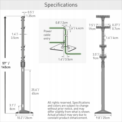 Shtyllë dyshemeje për karikues EV Barkan EV140FC, 145cm, montim dyfishtë, gri e errët